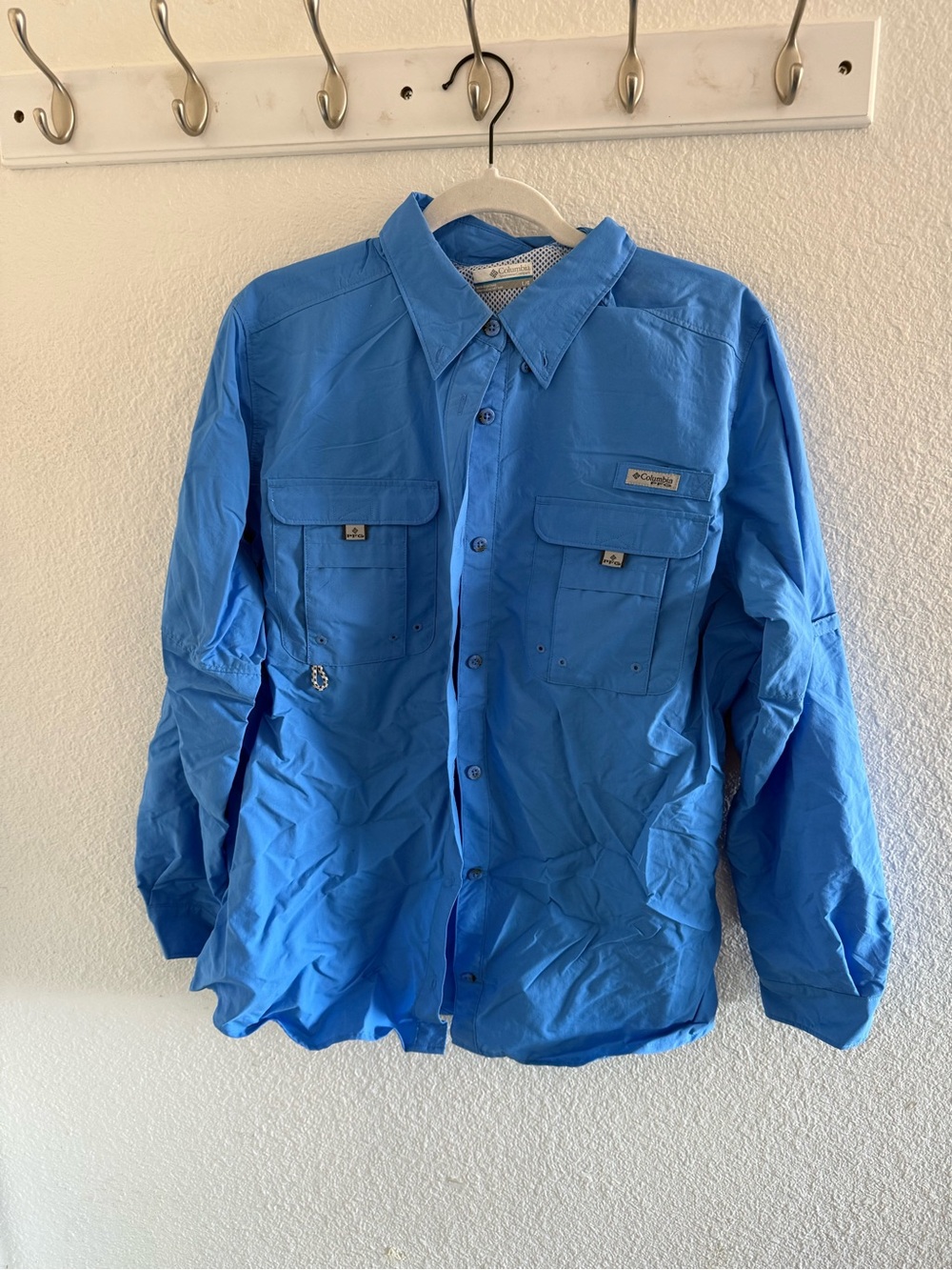 Columbia Men's Bright Blue Lightweight Button-Up Shirt Jacket